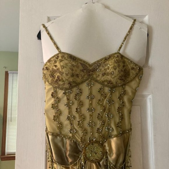 Hand dyed and beaded silk long dress - Picture 5 of 6